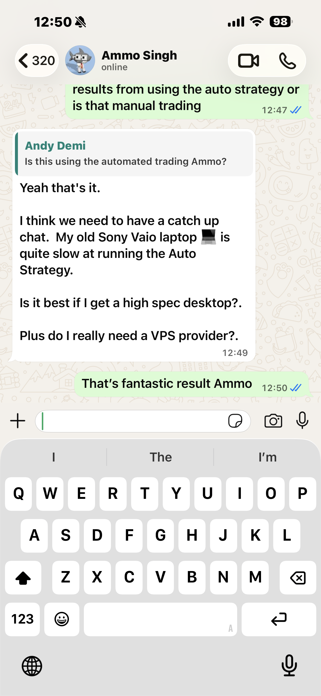 Member continuing to share profit notifications from the strategy