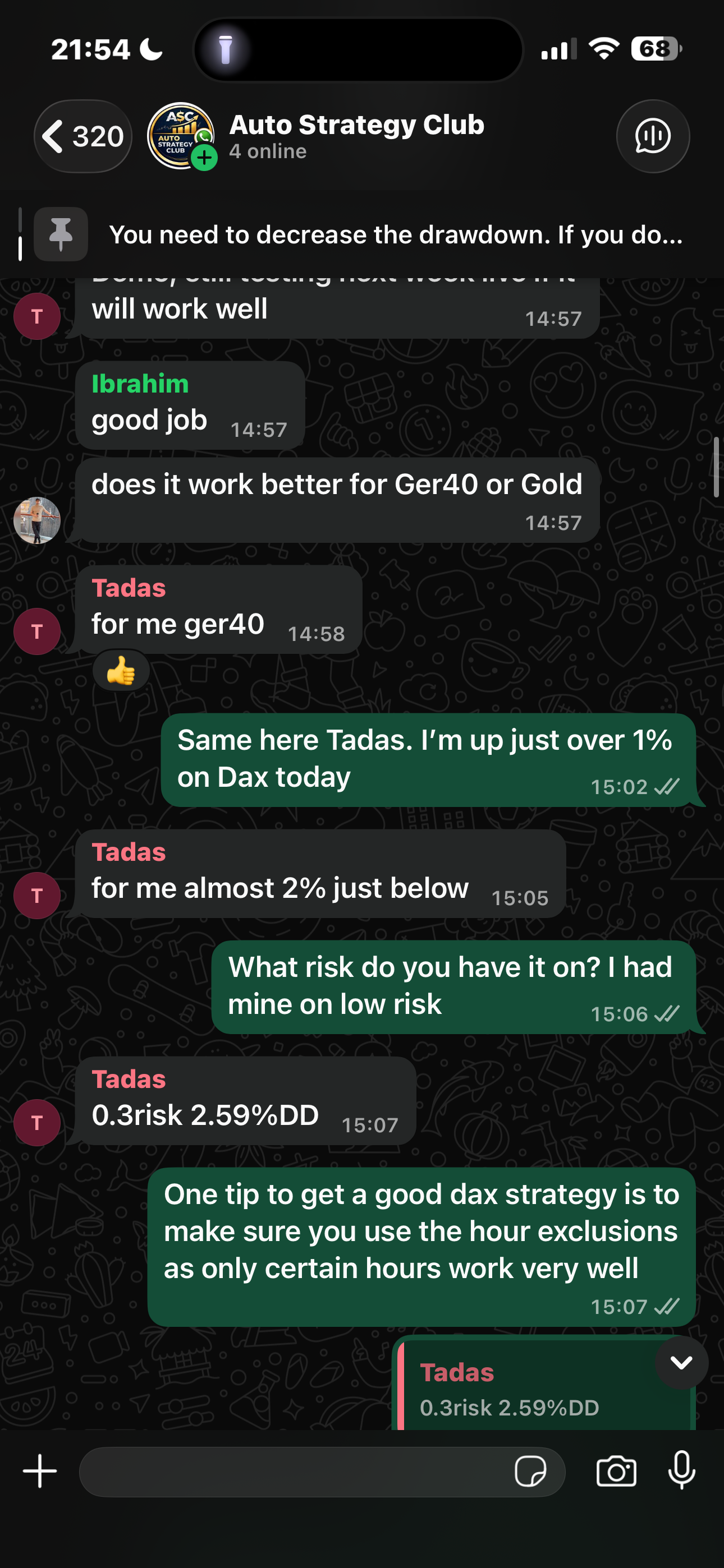 Member sharing a USDJPY win in the community