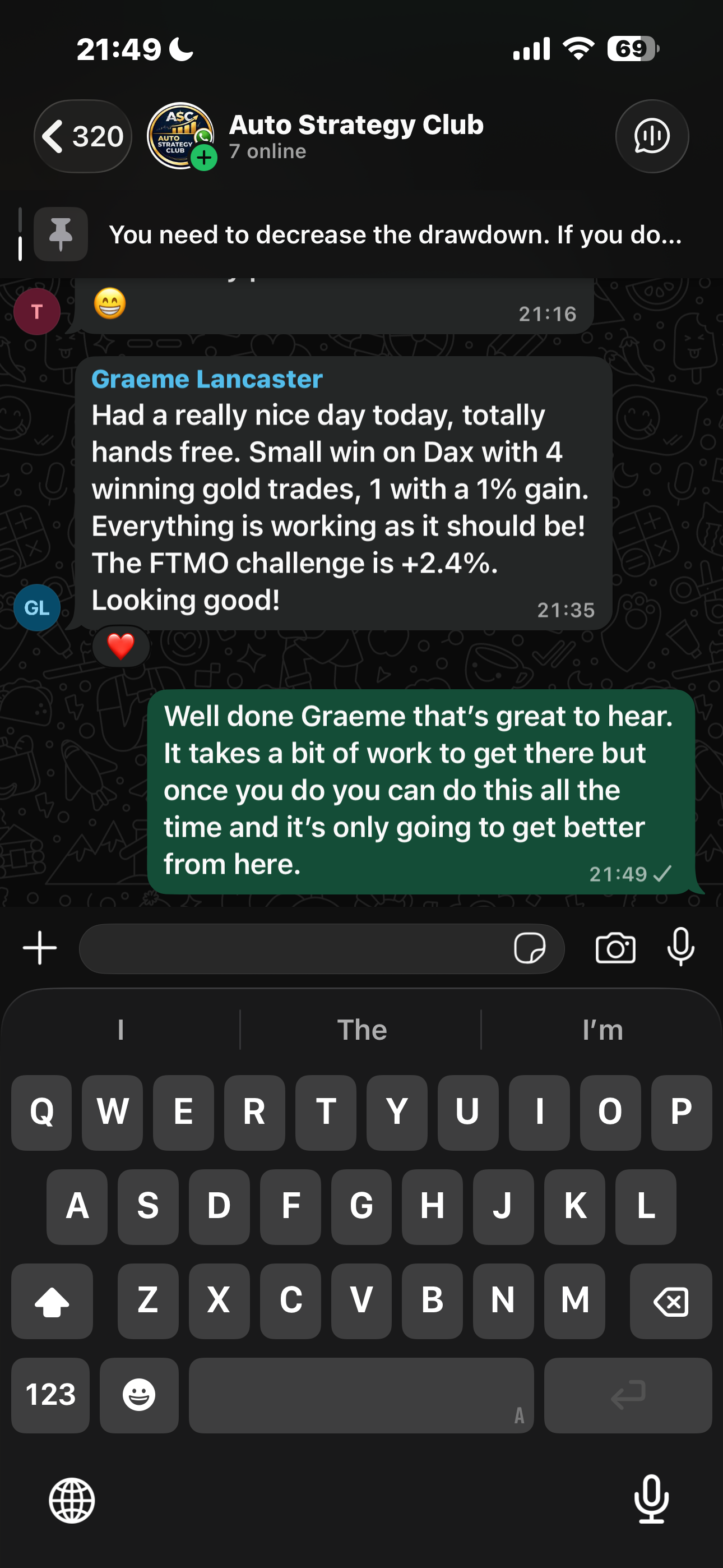 Member sharing a hands-free day on the strategy
