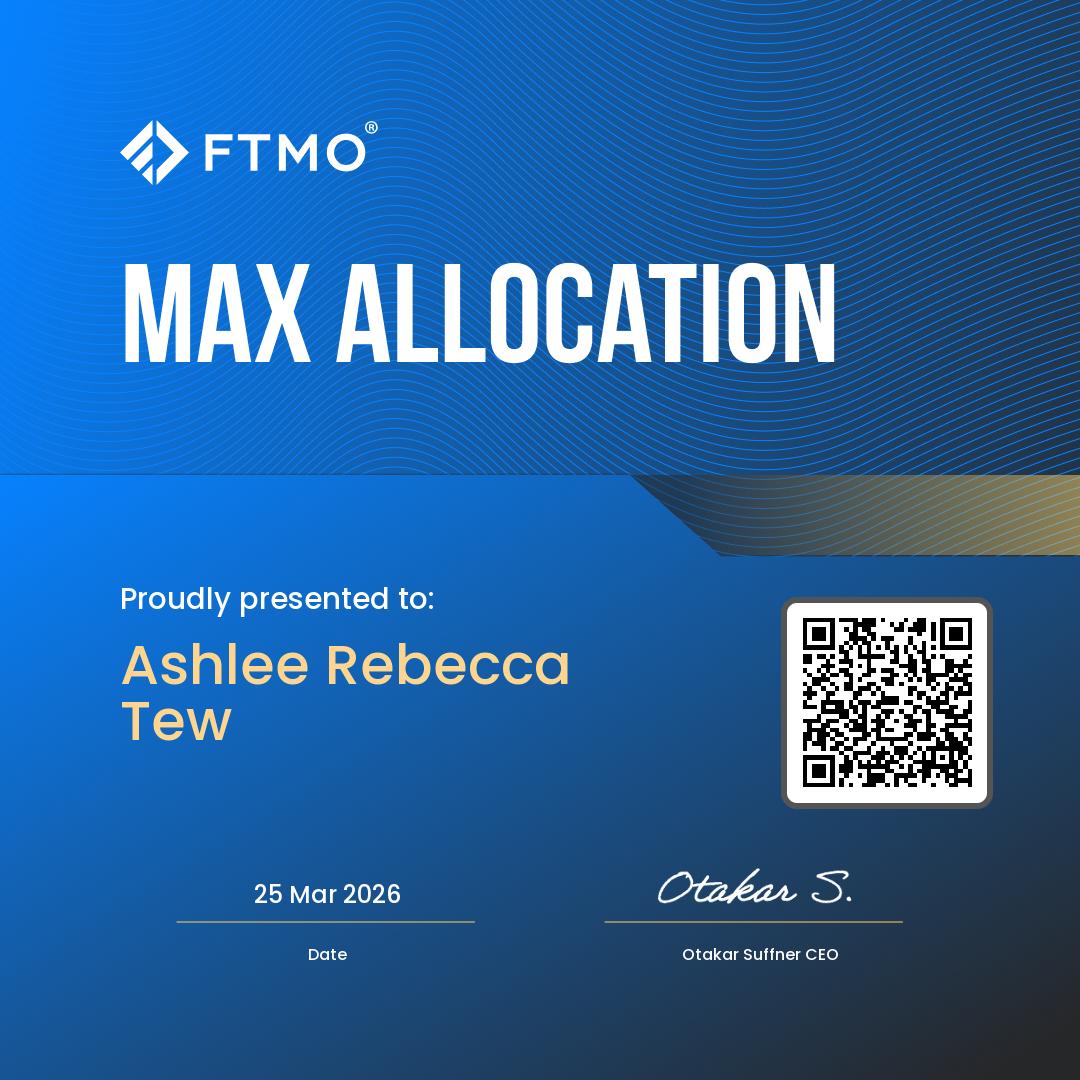 FTMO Maximum Capital Allocation certificate awarded to Ashlee Rebecca Tew